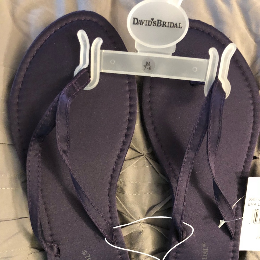Deep purple flip flops